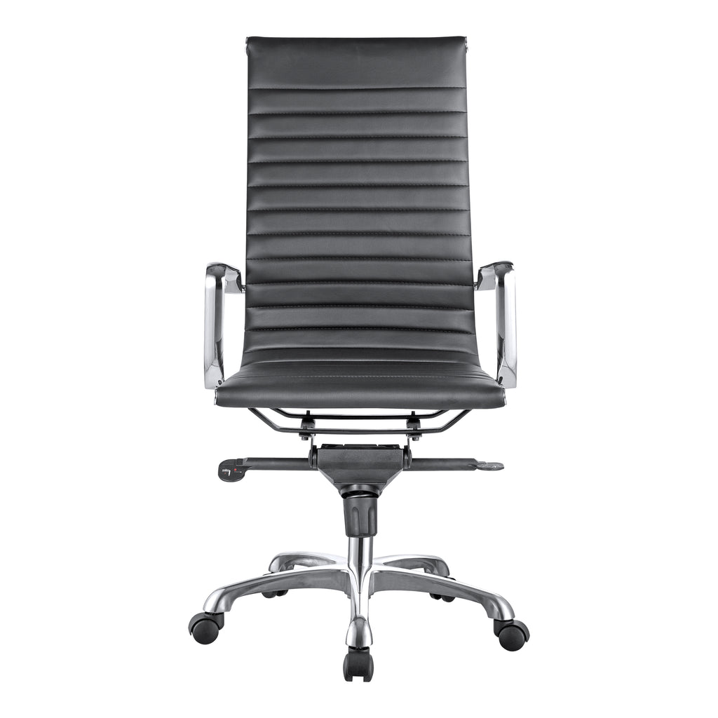 STUDIO SWIVEL OFFICE CHAIR HIGH BACK BLACK VEGAN LEATHER