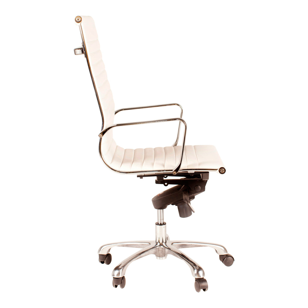 STUDIO SWIVEL OFFICE CHAIR HIGH BACK WHITE VEGAN LEATHER