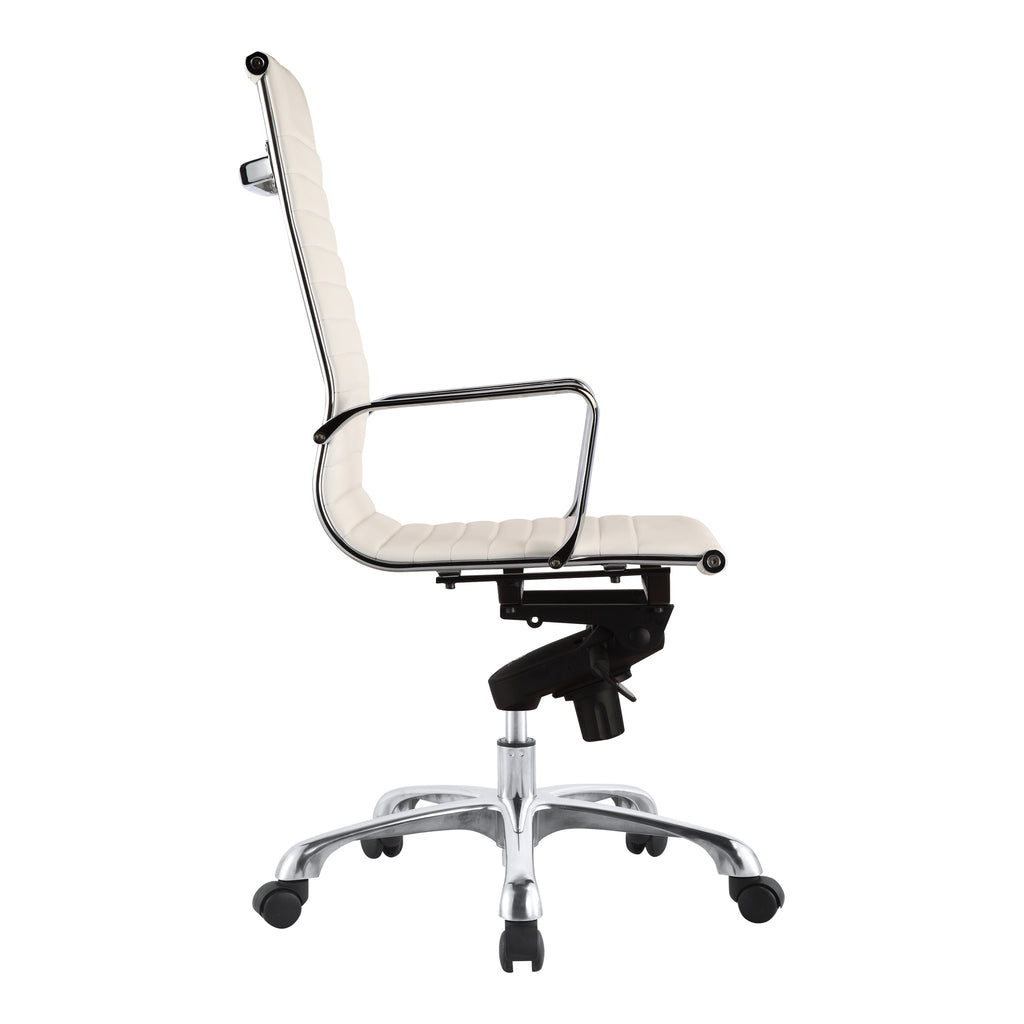 STUDIO SWIVEL OFFICE CHAIR HIGH BACK WHITE VEGAN LEATHER