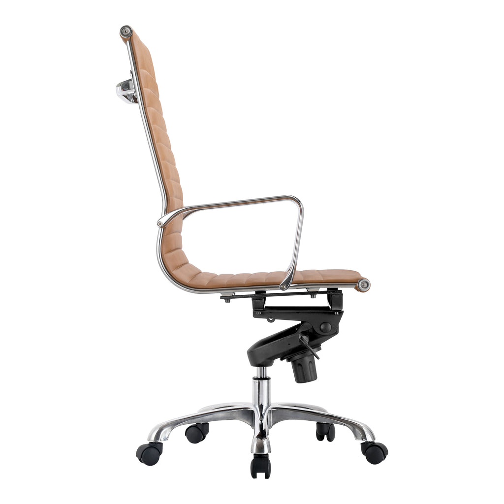 STUDIO SWIVEL OFFICE CHAIR HIGH BACK TAN VEGAN LEATHER