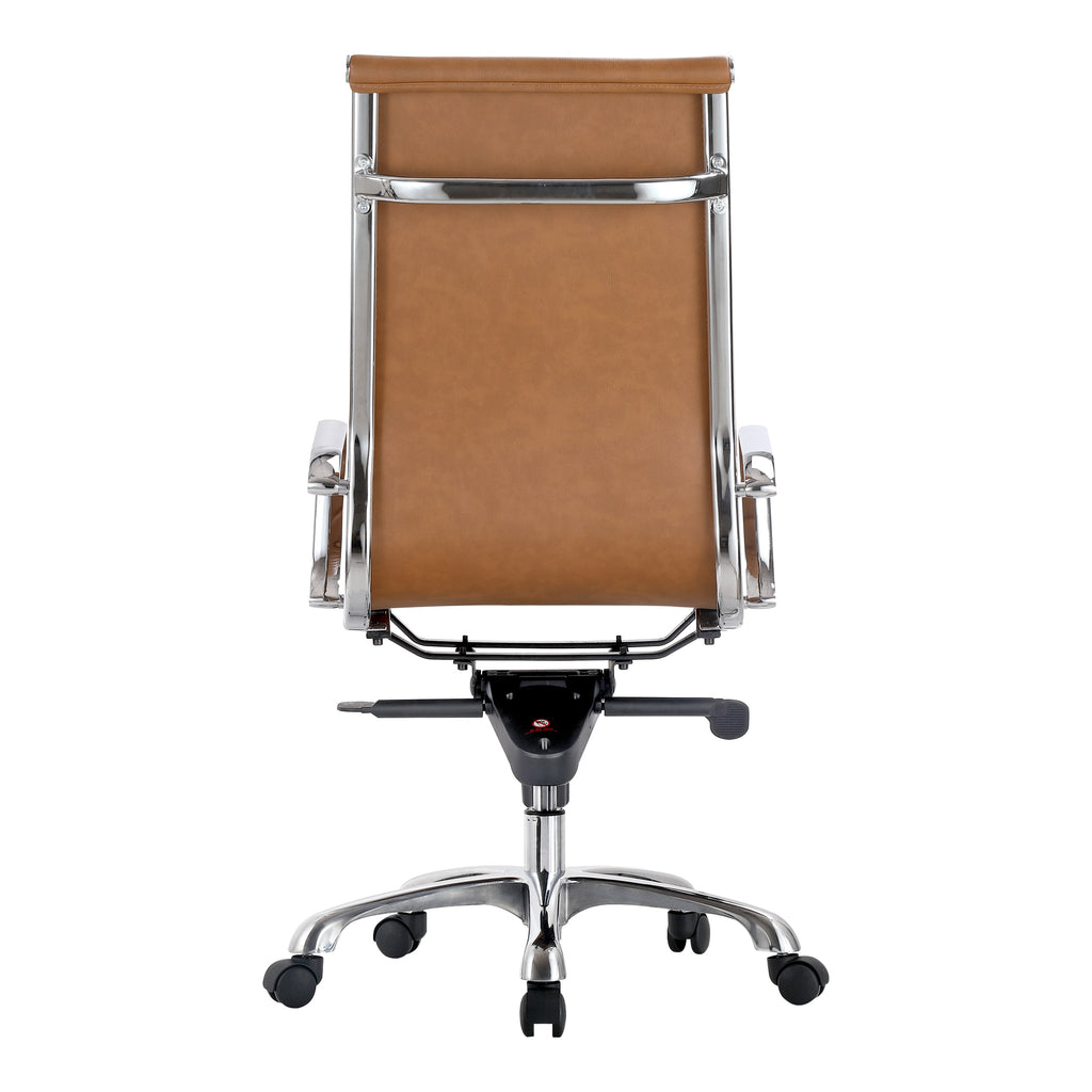 STUDIO SWIVEL OFFICE CHAIR HIGH BACK TAN VEGAN LEATHER