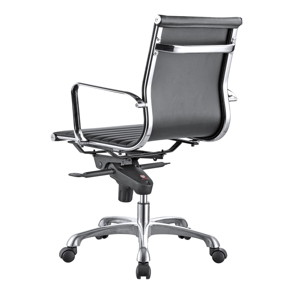 STUDIO SWIVEL OFFICE CHAIR LOW BACK BLACK VEGAN LEATHER