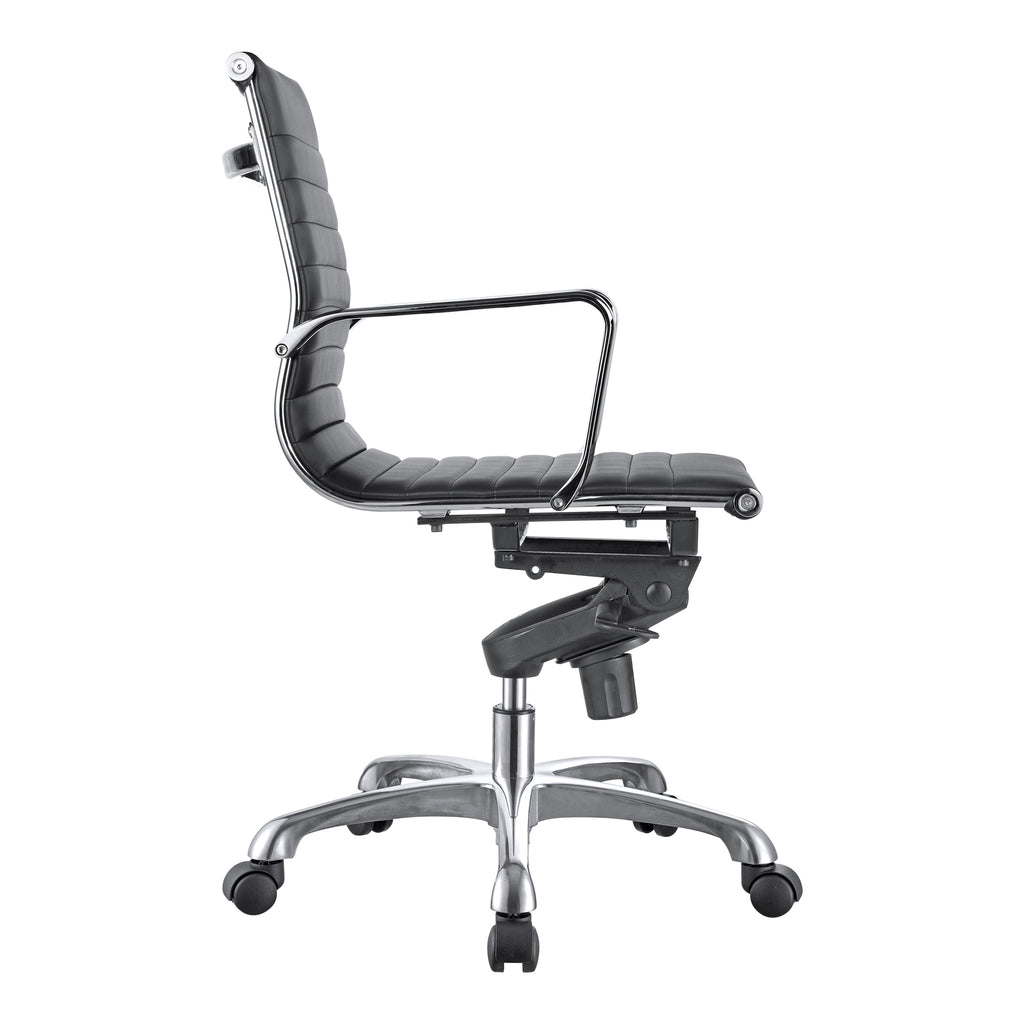 STUDIO SWIVEL OFFICE CHAIR LOW BACK BLACK VEGAN LEATHER