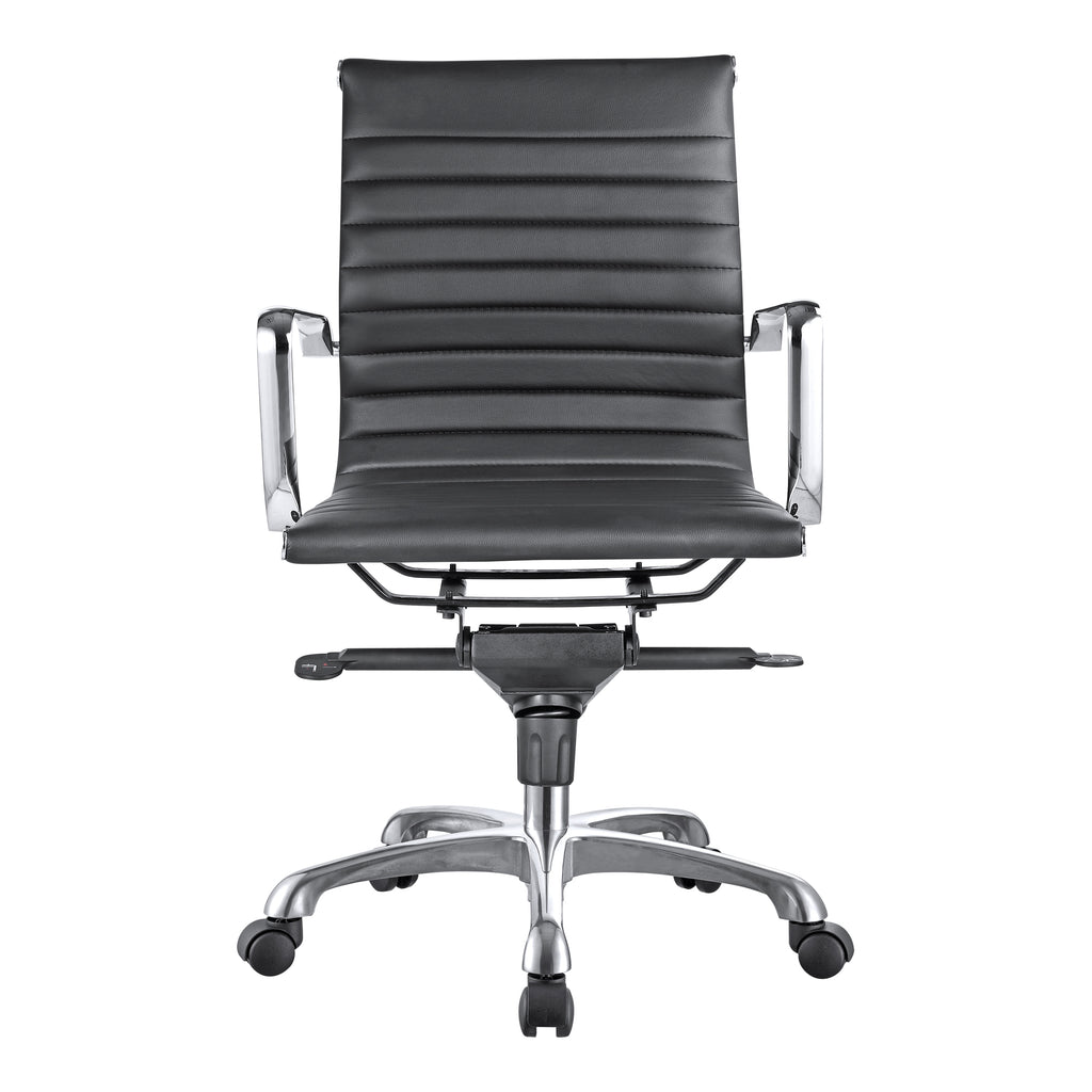 STUDIO SWIVEL OFFICE CHAIR LOW BACK BLACK VEGAN LEATHER