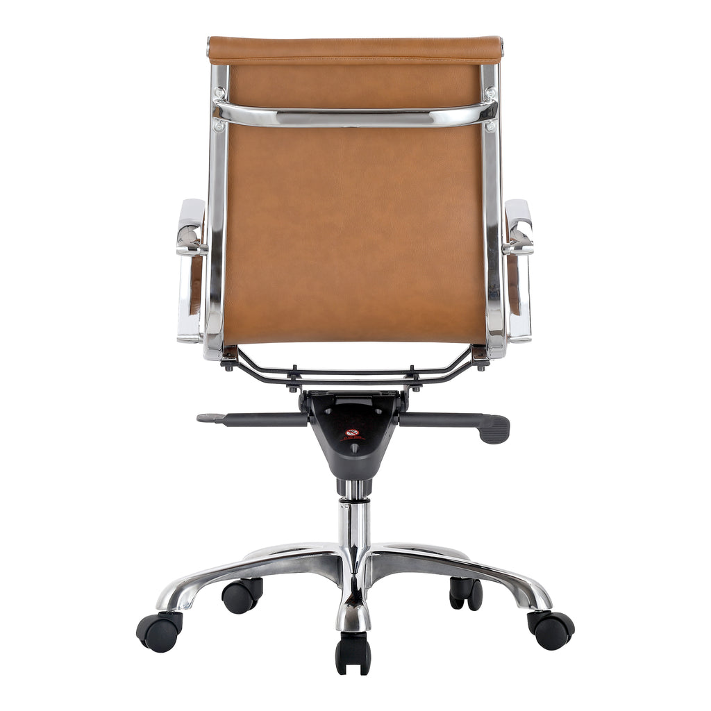 STUDIO SWIVEL OFFICE CHAIR LOW BACK TAN VEGAN LEATHER